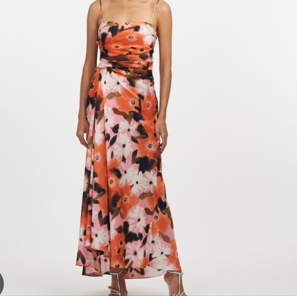 Tanya Taylor Chloe Geranium - Floral Midi Formal Dress
